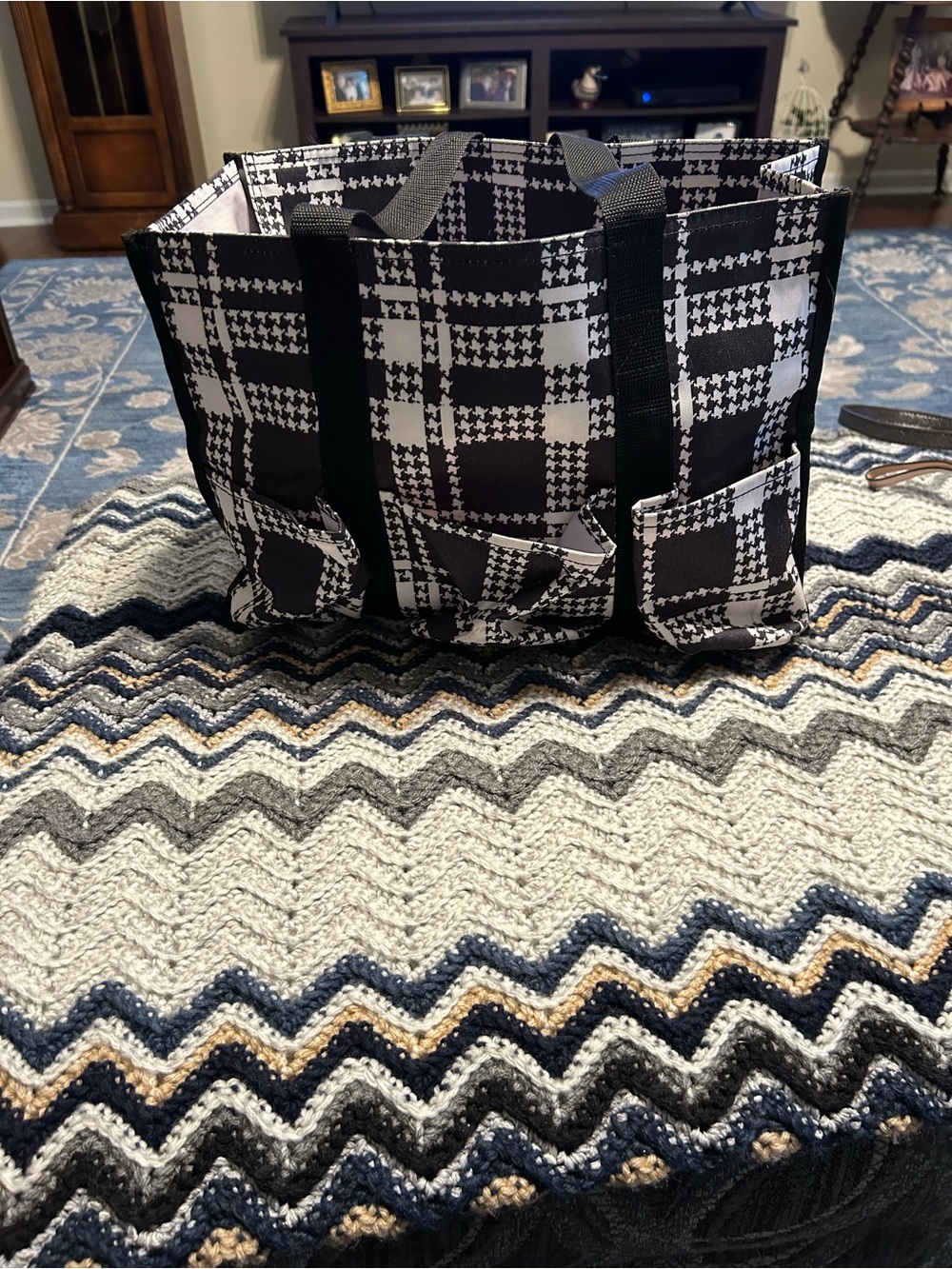 Black & White Houndstooth Tote Bag